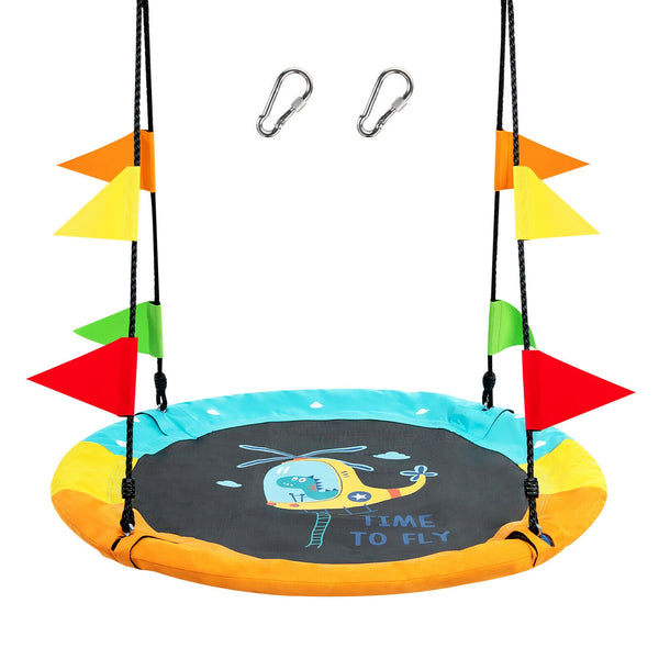 40 Inch Flying Saucer Tree Swing with Hanging Straps Monkey