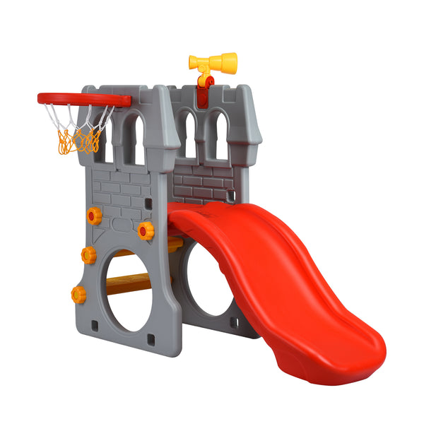 5 in 1 Toddler Climber Slide Playset with Basketball Hoop and Telescope