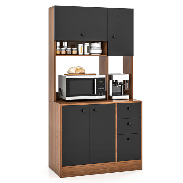 71 Inch Kitchen Pantry with 3 Storage Cabinet and 3 Deep Drawers