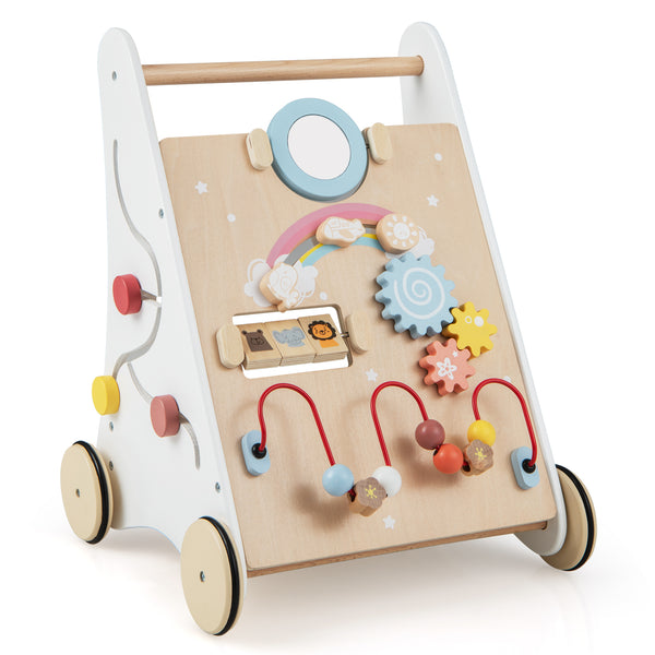 Wooden Baby Walker with Multiple Activities Center for Over 1 Year Old