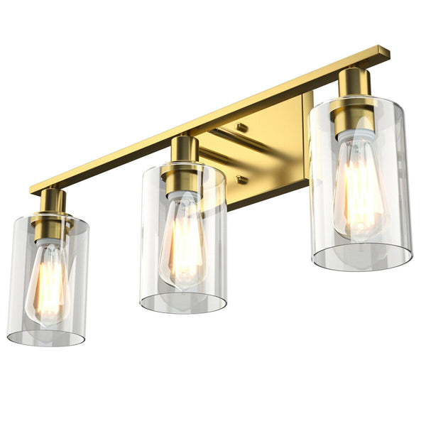 3-Light Modern Bathroom Wall Sconce with Clear Glass Shade