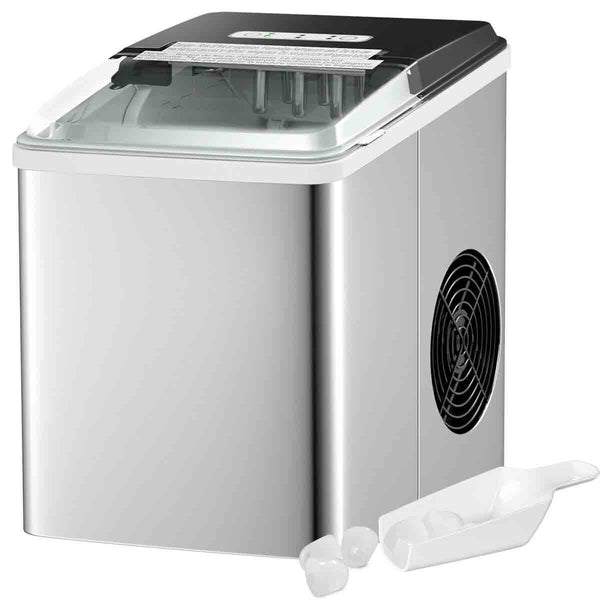 Stainless Steel 26 lbs/24 H Self-Clean Countertop Ice Maker Machine