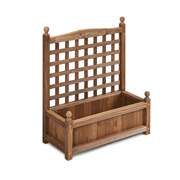 Solid Wood Planter Box with Trellis Weather-resistant Outdoor