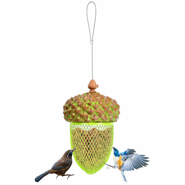 Metal Acorn Wild Bird Feeder Outdoor Hanging Food Dispenser for Garden Yard