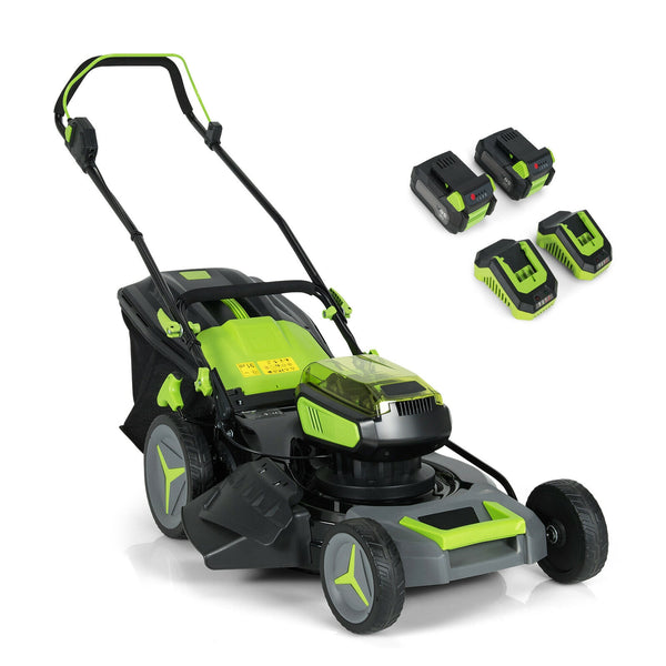 40V 18 Inch Brushless Cordless Push Lawn Mower 4.0Ah Batteries and 2 Charger (2 x 20V)