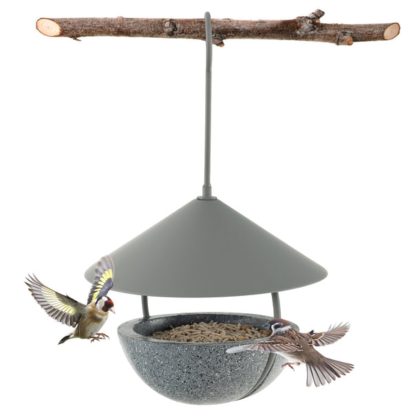 Metal Hanging Bird Feeder and Bath with Weatherproof Dome