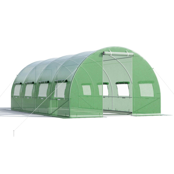 20 x 10 x 6.6 Feet Greenhouse with  Windows and Doors for Outdoor