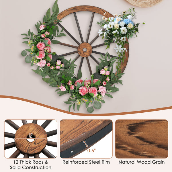 Set of 4 Decorative Wooden Wagon Wheels 30 Inch Vintage Wagon Wheel Wall Decor