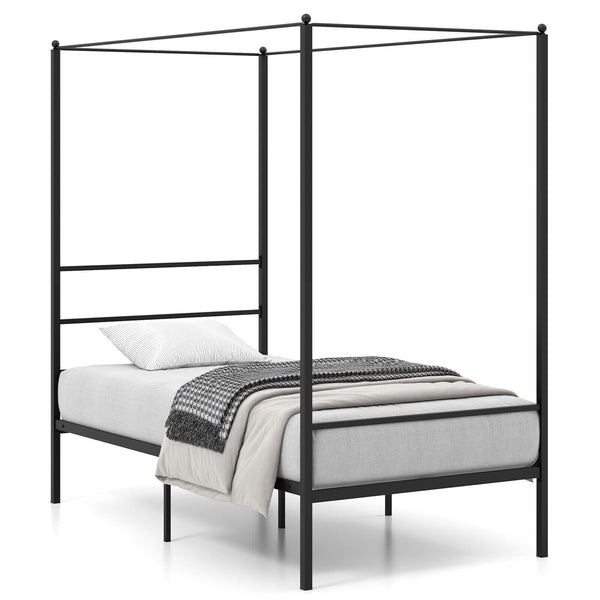 Twin/Full/Queen Size Metal Canopy Bed Frame with Slat Support