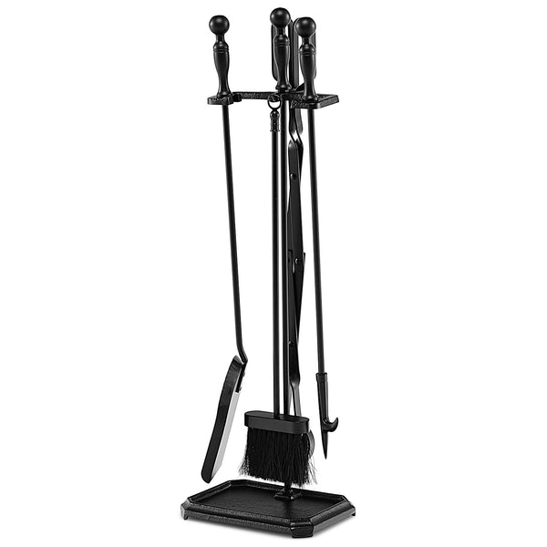 5-Piece Fireplace Tool Set with Tong Brush Shovel Poker Stand