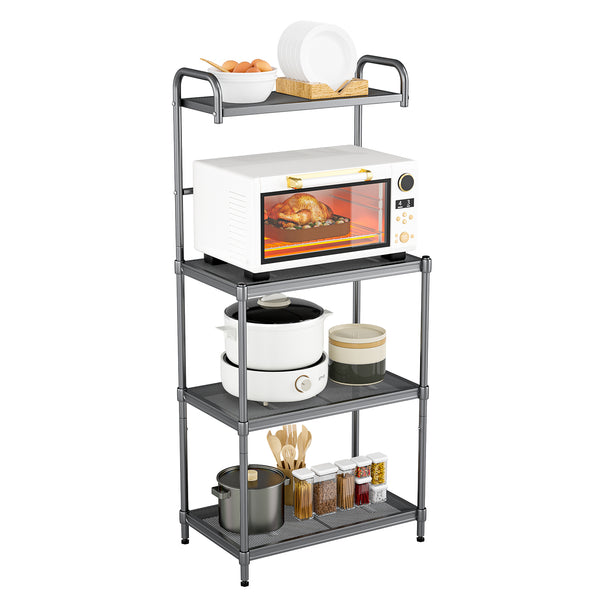 4-Tier Kitchen Microwave Storage Rack with Metal Shelves