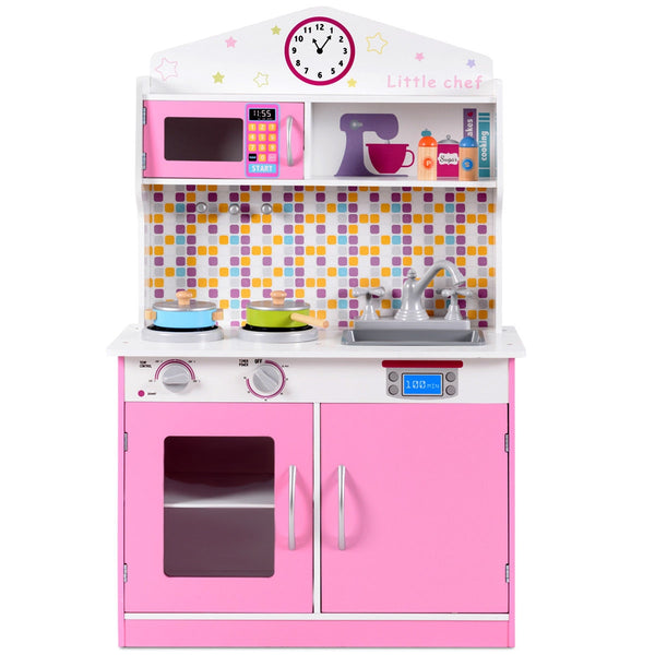 Kid's Wooden Pretend Cooking Play Kitchen Set