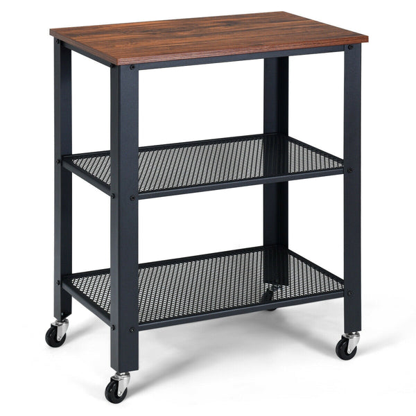 3-Tier Kitchen Utility  Industrial Cart with Storage