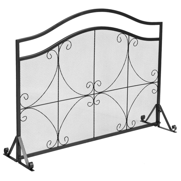 Single Panel Fireplace Screen Free Standing Spark Guard Fence