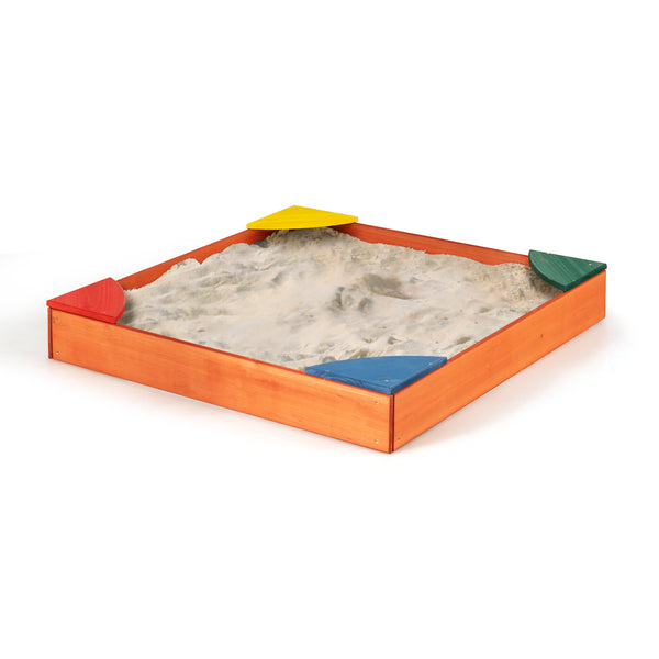 Kids Outdoor Wooden Backyard Sandbox with Built-in Corner Seating