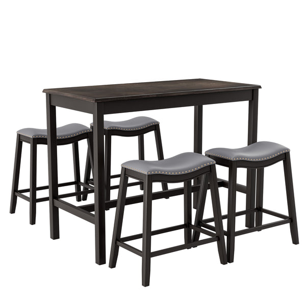 5-Piece Dining Set with 4 Upholstered Stools