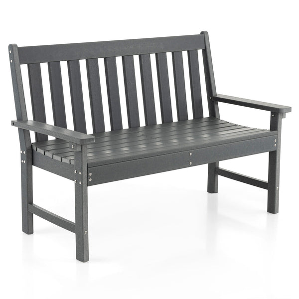 52 Inch All-Weather HDPE Outdoor Bench with Backrest and Armrests