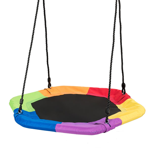 37¡± Hexagon Tree Kids Swing with Adjustable Hanging Rope