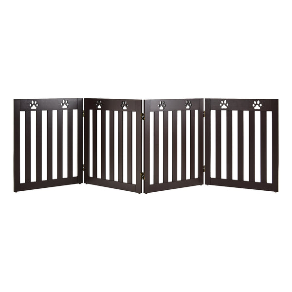 24 Inch Folding Wooden Freestanding Pet Gate Dog Gate with 360 Degree Hinge