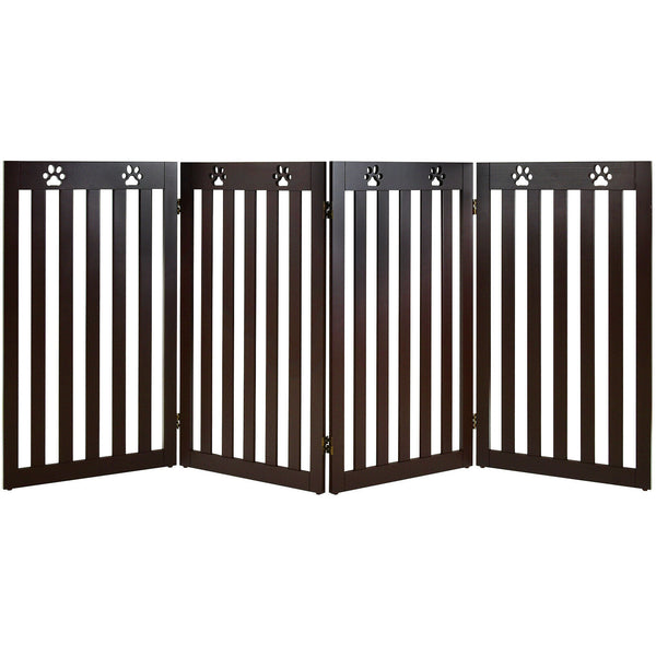 36 Inch Folding Wooden Freestanding Pet Gate  with 360 Degree Hinge