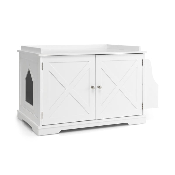 Large Wooden Cat Litter Box Enclosure with the Storage Rack