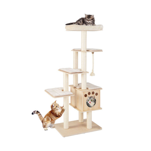 67 Inch Modern Cat Tree Tower with Top Perch and Sisal Rope Scratching Posts