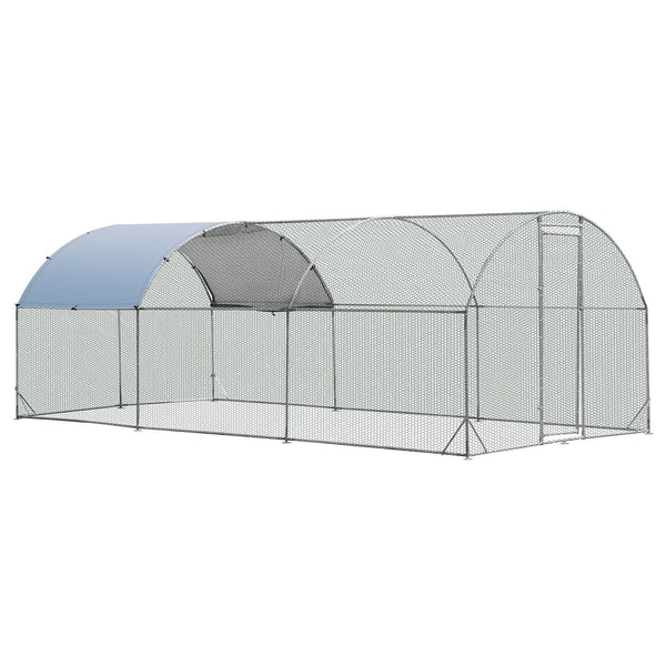 6.2 Feet/12.5 Feet/19 Feet Large Metal Chicken Coop Outdoor Galvanized Dome Cage with Cover