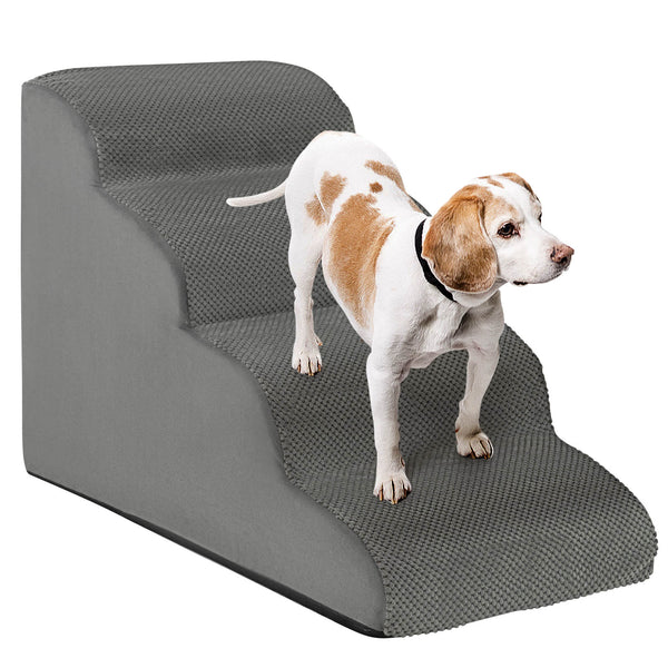 4-Tier Foam Non-Slip Dog Steps with Washable Zippered Cover