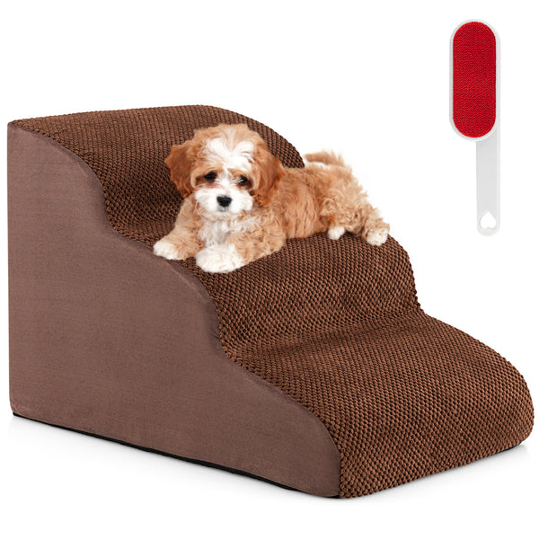 3-Tier Non-Slip Dog Steps with High-Density Sponge and Silicone Paw Prints