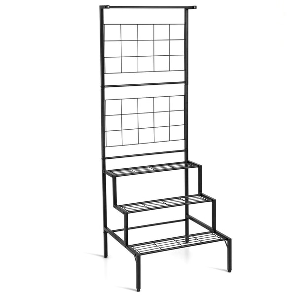 3-Tier Hanging Plant Stand with Grid Panel Display Shelf