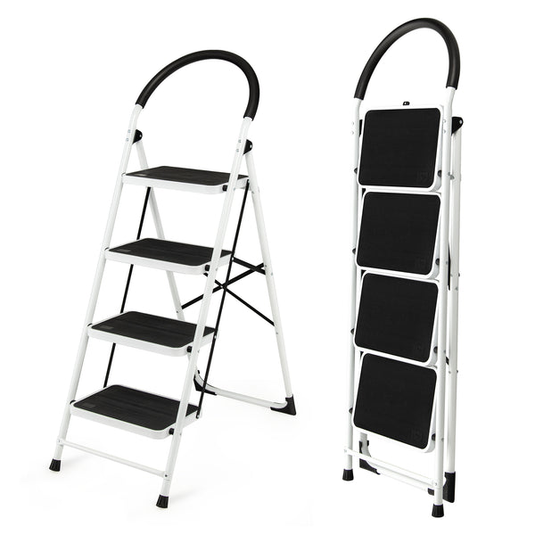 4 Step Folding Ladder with Anti-Slip Pedal Platform 330Lbs Capacity