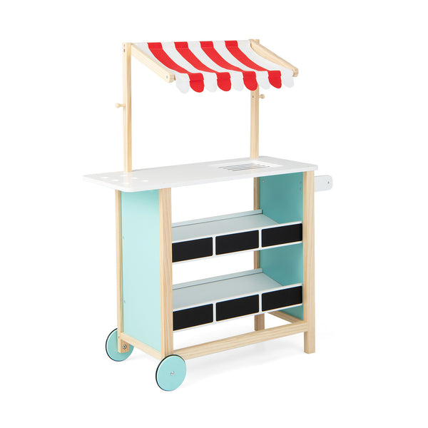 Kids Wooden Ice Cream Cart with Chalkboard and Storage