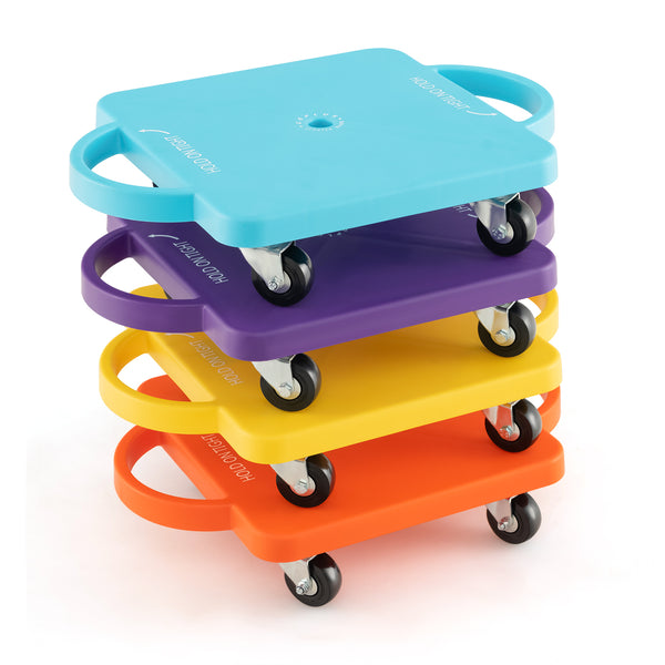 4/6-Pack Kids Sitting Scooter Board with Handles and Rolling Casters