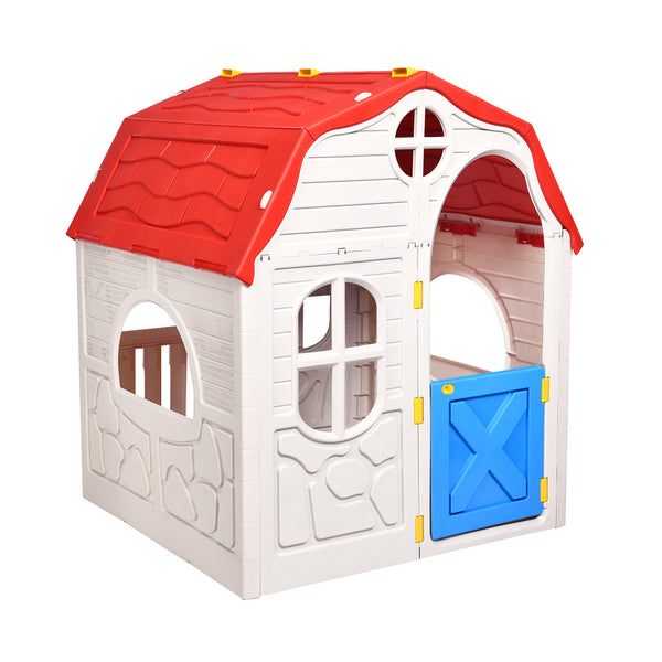 Kids Cottage Playhouse Foldable Plastic Indoor Outdoor Toy