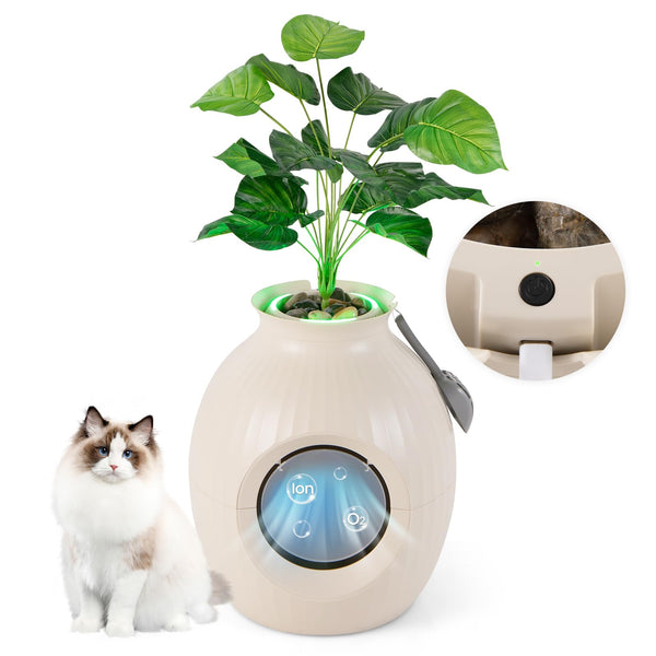 Smart Plant Cat Litter Box with Electronic Odor Removal & Sterilization