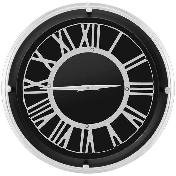 14 Inch Silent Wall Clock with Silver Frame