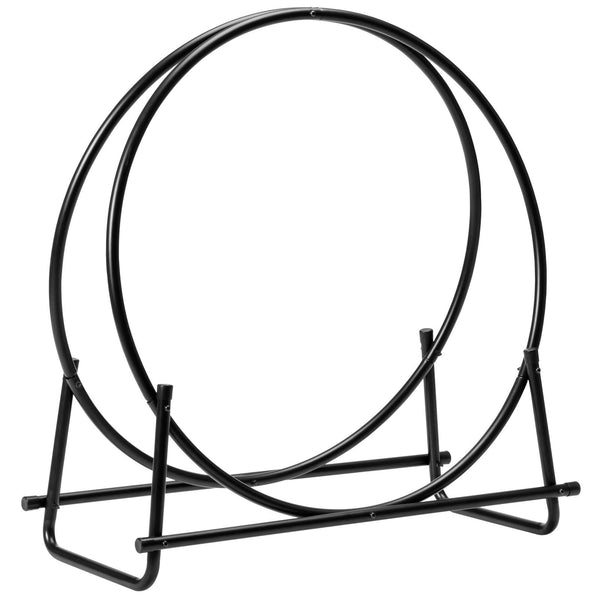 32.5 Inch Tubular Steel Log Hoop Firewood Storage Rack